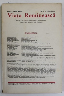 VIATA ROMANEASCA , REVISTA DE LITERATURA , STIINTA SI IDEOLOGIE , ANUL XXXII , NR. 2 , FEBRUARIE , 1940 foto