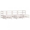 Set mobilier de gradina, 7 piese, alb, lemn masiv de pin