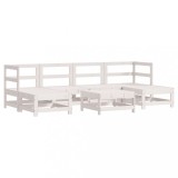 Set mobilier de gradina, 7 piese, alb, lemn masiv de pin