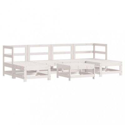 Set mobilier de gradina, 7 piese, alb, lemn masiv de pin foto