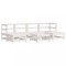 Set mobilier de gradina, 7 piese, alb, lemn masiv de pin