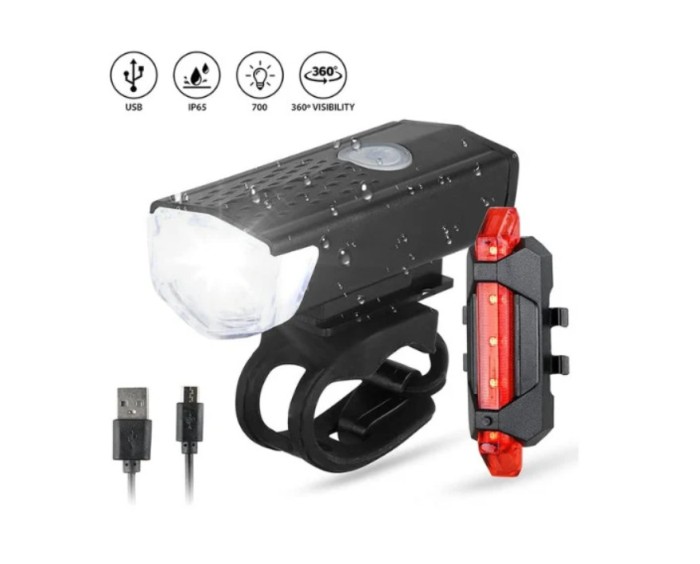 Set far si stop bicicleta cu acumulator