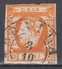 ROMANIA 1871 LP 31 REGELE CAROL I CU BARBA 10 BANI PORTOCALIU STAMPILAT BRAILA T 6