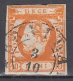 ROMANIA 1871 LP 31 REGELE CAROL I CU BARBA 10 BANI PORTOCALIU STAMPILAT BRAILA T 6