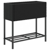 Cumpara ieftin Jardiniera de gradina cu raft, negru, poliratan