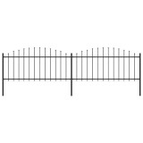 vidaXL Gard de grădină cu v&acirc;rf suliță, negru, (0,5-0,75) x 3,4 m, oțel