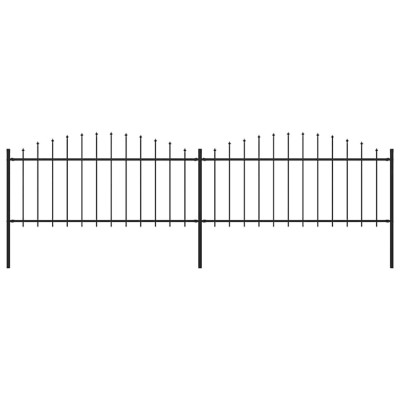vidaXL Gard de grădină cu v&amp;acirc;rf suliță, negru, (0,5-0,75) x 3,4 m, oțel foto