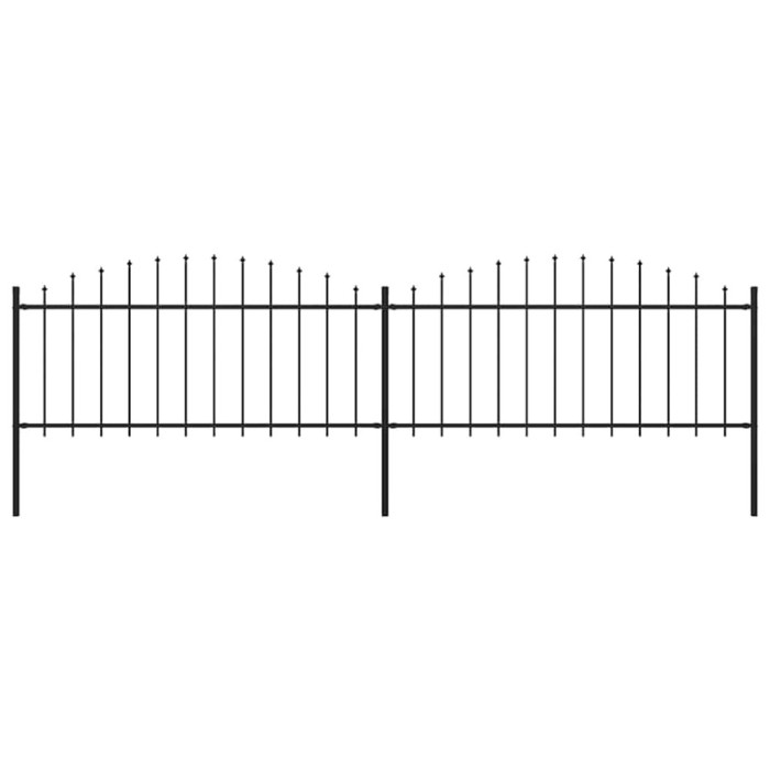 vidaXL Gard de grădină cu v&acirc;rf suliță, negru, (0,5-0,75) x 3,4 m, oțel