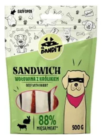 Recompense pentru caini Mr. Bandit SANDWICH, vita si iepure, 500 g AnimaPet MegaFood