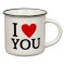 Cană New Bone, Model I Love You, Culoare Ecru, Capacitate 370ml, Margine Neagră