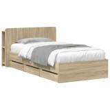 vidaXL Cadru de pat cu depozitare Stejar Sonoma 75 x 190 cm 3433910