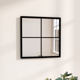 Oglindă de perete, negru, 40x40 cm, metal