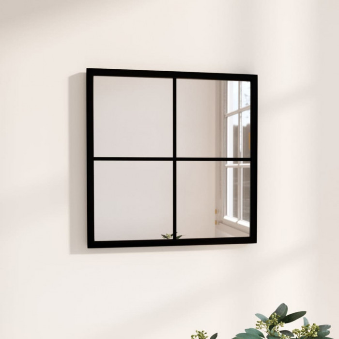 Oglinda de perete, negru, 40x40 cm, metal GartenMobel Dekor