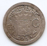 Indiile de Est Olandeze 1/10 Gulden 1914 - Wilhelmina, Argint 1.25g/720, KM-311, Asia