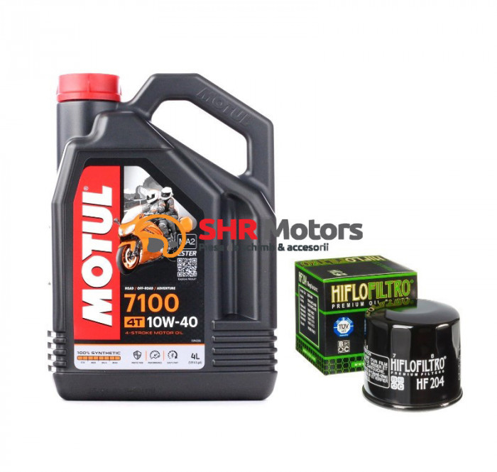 Kit schimb ulei moto Motul 7100 10w40 si Hiflo HF204