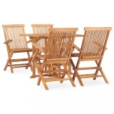 vidaXL Set mobilier de exterior pliabil, 5 piese, lemn masiv de tec 3059982