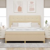 vidaXL Pat cu arcuri cu saltea cu headboard Crem 180 x 200 cm țesătură 3341852