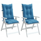 VidaXL Perne scaun spătar &icirc;nalt 2buc melanj albastru 120x50x7cm textil