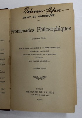PROMENADES PHILOSOPHIQUES par REMY DE GOURMONT , 1909 foto