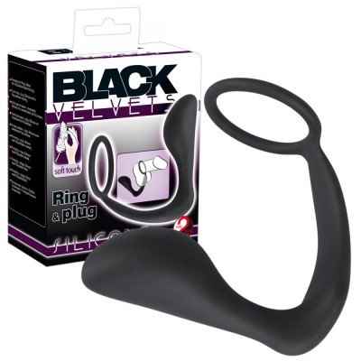 Inel Penis Cu Stimulator Anal Black Velvet, Negru foto