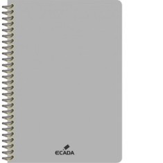 Caiet A4 80 file romana, spira, coperta plastic, ECADA, culoare gri