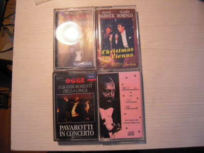LOT de 4 casete audio inregistrate (2 Placido Domingo, 2 Luciano Pavarotti) foto