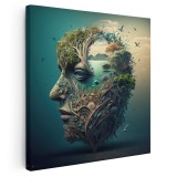 Tablou conceptual ziua internationala a pamantului, verde 1645 Tablou canvas pe panza CU RAMA 30x30 cm
