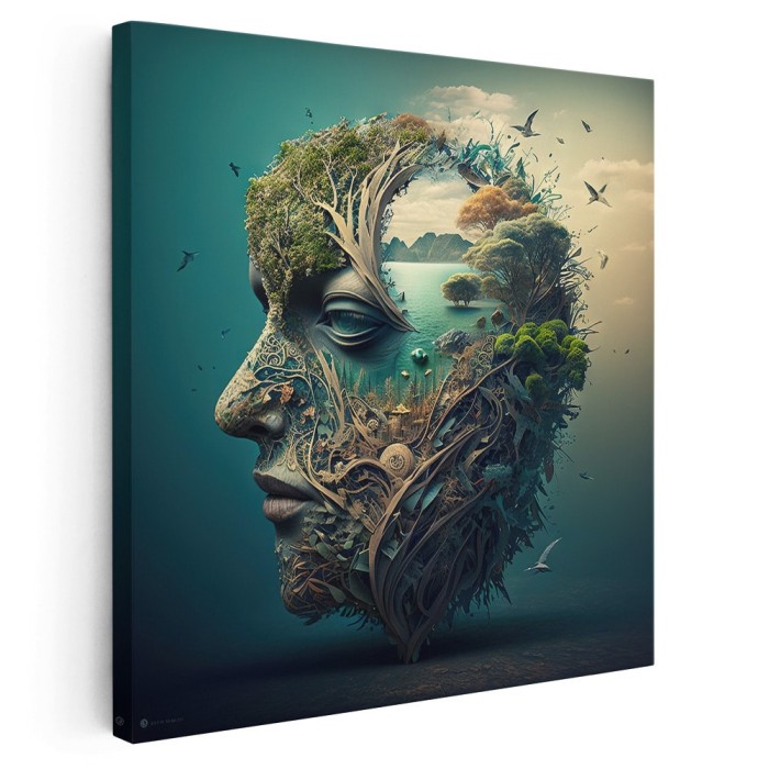 Tablou conceptual ziua internationala a pamantului, verde 1645 Tablou canvas pe panza CU RAMA 80x80 cm