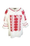 Bluza tip ie dama RM 128, marime 2XL, alb/rosu bordo