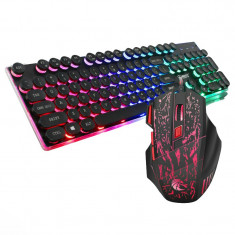 Kit tastatura si mouse de Gaming, rainbow, Gonga foto