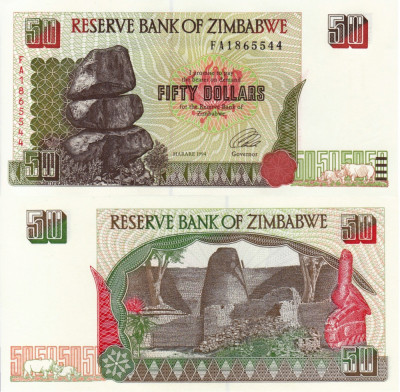 ZIMBABWE 50 dollars 1994 UNC!!! foto
