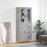 vidaXL Dulap &icirc;nalt, gri beton, 69,5x34x180, lemn compozit