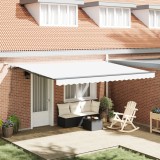 Marchiza automată retractabilă vidaXL cu LED Alb 450x300 cm