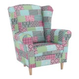 Fotoliu textil patchwork Charlot 86x105x72 cm