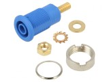 Soclu banană 4mm 32A aurit albastru 33mm