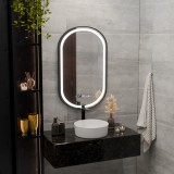 Oglinda LED baie Helmut 45x90 cm cu touch, dezaburire, ceas si temperatura