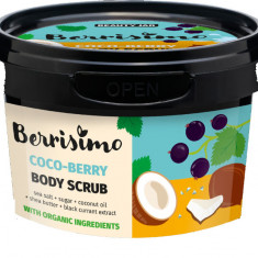 Scrub pentru Corp cu Coacaze Negre, Unt de Shea, Ulei de Cocos si Sare de Mare Berrisimo 350 grame Beauty Jar