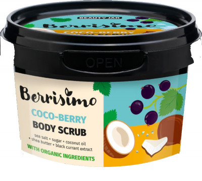 Scrub pentru Corp cu Coacaze Negre, Unt de Shea, Ulei de Cocos si Sare de Mare Berrisimo 350 grame Beauty Jar foto