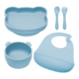 Set diversificare din silicon Panda, 6 luni+, Aqua Blue, Appekids