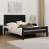 Tăblie de pat pentru perete, negru, 140x3x60 cm, lemn masiv pin