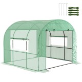 Outsunny Seră de grădină sera tunel de grădină 6m&sup2; PE Densitate &icirc;naltă 135 g/m&sup2;, cu 2 uși cu fermoar 300 x 300 x 200 cm, verde | Aosom Romania
