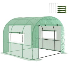 Outsunny Seră de grădină sera tunel de grădină 6m&sup2; PE Densitate &icirc;naltă 135 g/m&sup2;, cu 2 uși cu fermoar 300 x 300 x 200 cm, verde | Aosom Romania