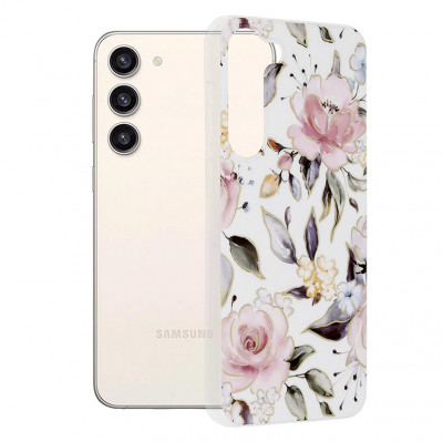Husa pentru Samsung Galaxy S23 Plus, Techsuit Marble Series, Chloe White foto