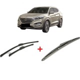 Cumpara ieftin Set 3 stergatoare HYUNDAI TUCSON (TL, TLE) din 2015 - 2023, pentru parbriz si luneta fata si spate auto, Bosch Twin, din cauciuc siliconat rezistent,