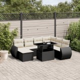 Cumpara ieftin Gossi set mobilier de gradina cu perne, 8 piese, negru, poliratan