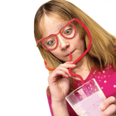 Ochelari Paie Trăsnit de Petrecere, Model Inimi, Plastic, Fucsia și Roșu, Reutilizabil foto