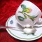 SET CEASCA CAFEA CU FARFURIE PORTELAN HEINRICH BAVARIA DECOR FLORI SI FLUTURI SI LINGURITA ARGINTATA