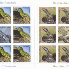 REPTILE DIN ROMANIA,MINICOLI DE 8 TIMBRE + VINIETA,2011,Lp.1887d,MNH **,ROMANIA