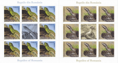 REPTILE DIN ROMANIA,MINICOLI DE 8 TIMBRE + VINIETA,2011,Lp.1887d,MNH **,ROMANIA foto