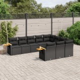 Gossi set canapele de gradina cu perne, 10 piese, negru, poliratan
